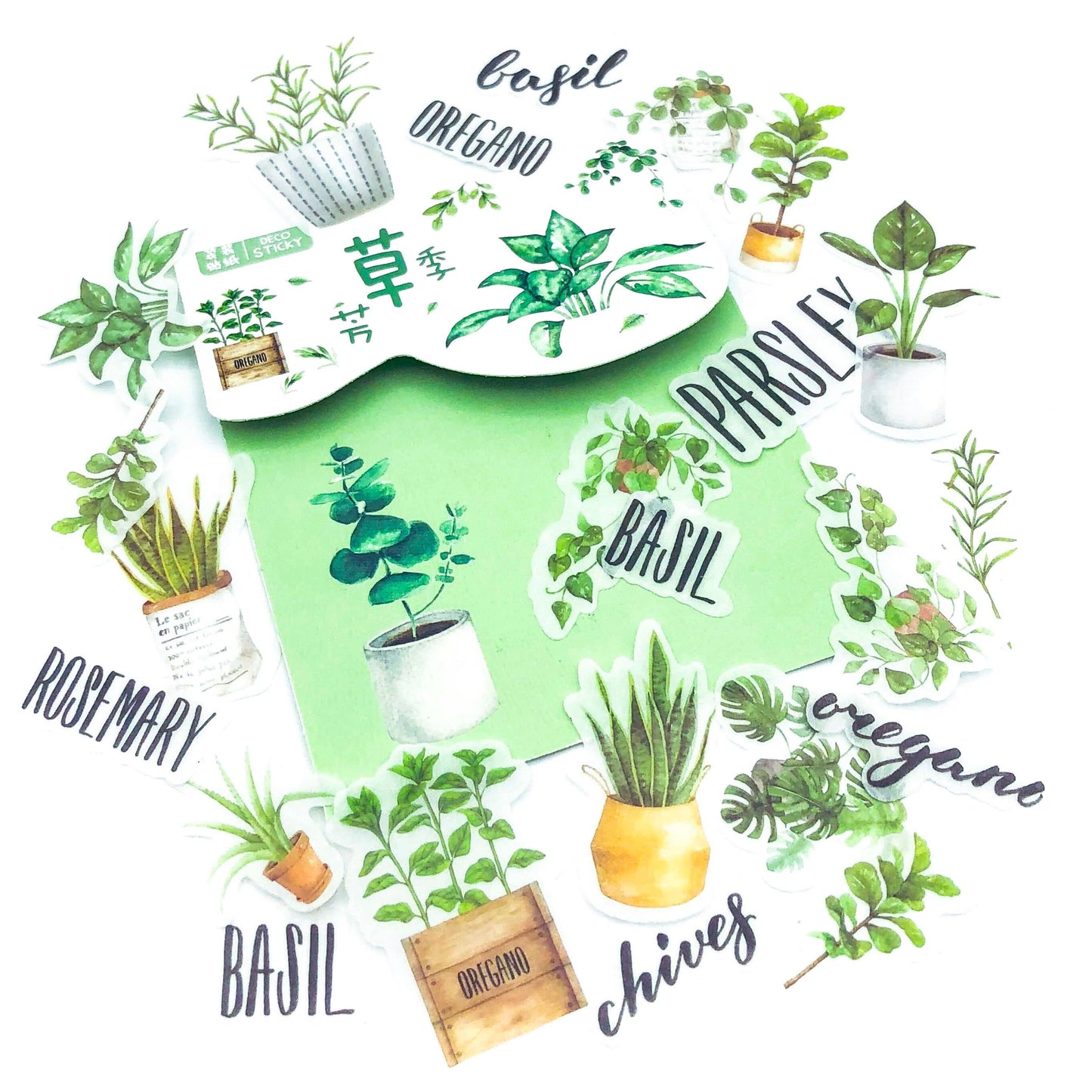Sale- just £1.99! HERB GARDEN Sticker Flakes Pack of 40