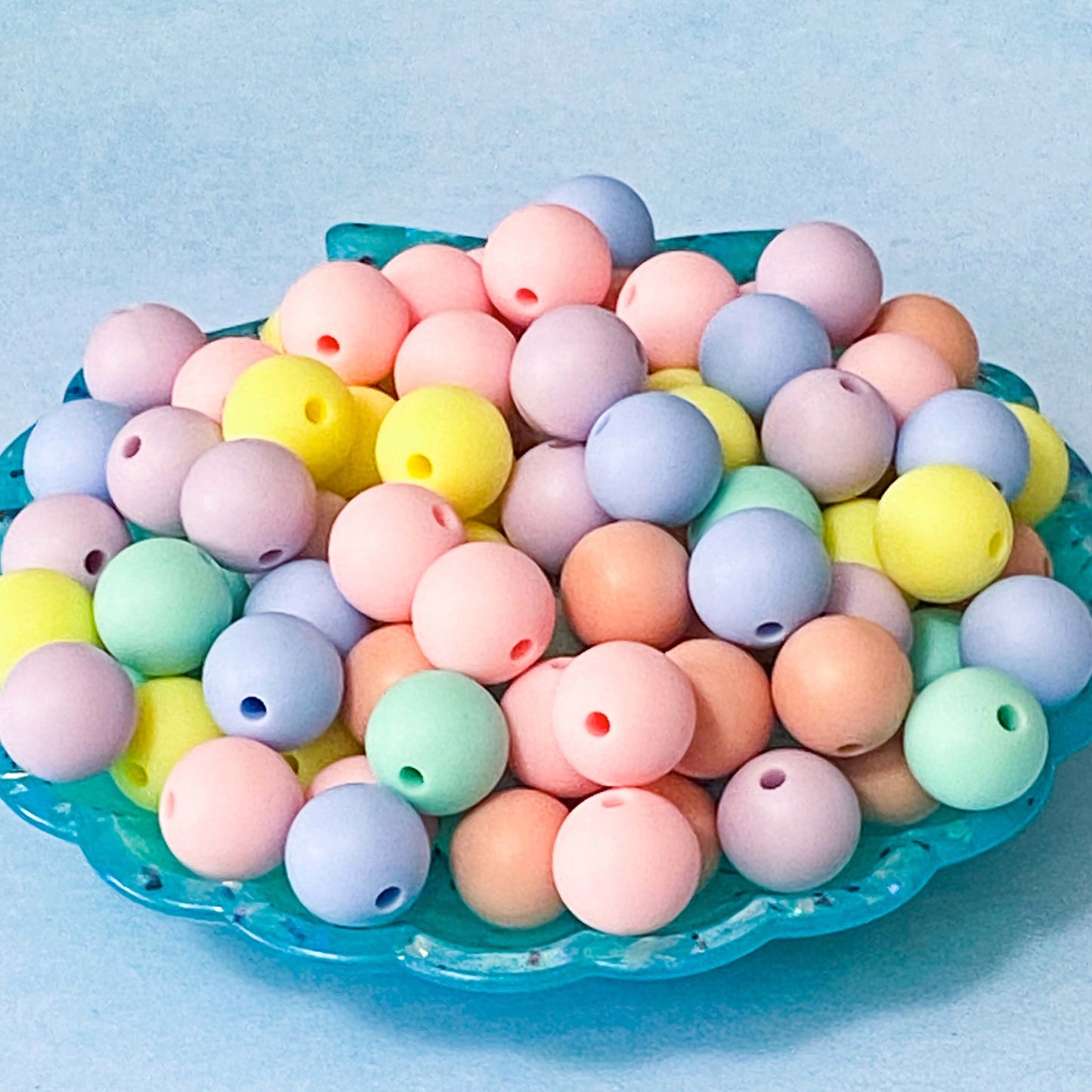 medium sized silicone bead beads 12mm pastel colour colours uk cute kawaii craft supplies shop store jewellery making crafts pink blue mint green turquoise yellow orange lilac pretty