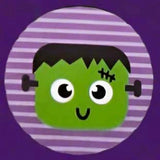 large halloween sticker stickers seal seals round 38mm 1.5" big packaging supplies cute kawaii uk shop store stationery supplies fun kids party spooky bat bats cat cats black purple green orange pumpkin monster frankenstein candy corn spider ghost ghosts spiders hat witch witches