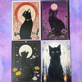 black cat cats postcard postcards post card cards uk cute kawaii stationery shop store witch magic magical planner supplies set of  pack bargain bundle lover lovers kitty