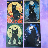 black cat cats postcard postcards post card cards uk cute kawaii stationery shop store witch magic magical planner supplies set of  pack bargain bundle lover lovers kitty