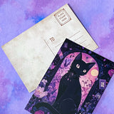 black cat cats postcard postcards post card cards uk cute kawaii stationery shop store witch magic magical planner supplies set of  pack bargain bundle lover lovers kitty