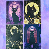 black cat cats postcard postcards post card cards uk cute kawaii stationery shop store witch magic magical planner supplies set of  pack bargain bundle lover lovers kitty