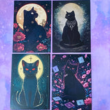black cat cats postcard postcards post card cards uk cute kawaii stationery shop store witch magic magical planner supplies set of  pack bargain bundle lover lovers kitty