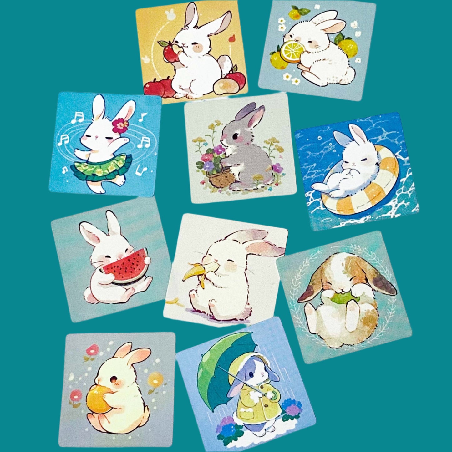 HAPPY BUNNY Small Square Stickers 25mm x 20