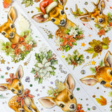 CHRISTMAS DEER & FOLIAGE Flat Holo Foil Stickers