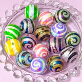 metallic frosted pearl pearls lustre iridescent ab shimmer bead beads jumbo very big 15mm 16mm acrylic chunky swirl swirly patterned make your own beaded pen pens jewellery cute kawaii craft supplies shop store bright colourful