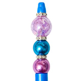 beaded bead pen pens teal turquoise blue silver plum lilac purple pearl pearly beaded jewel colours bright uk cute kawaii set kit sparkly green deep dark pave crystal rondelles black gel ballpoint ink