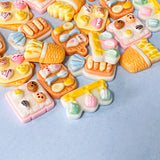 food foods plate meal meals dinner japanese sushi bun buns miniature resin resins flatback flat back fb fbs uk cute kawaii bread rolls cake cakes platter cup cups kitchen
