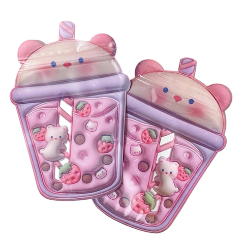 puffy jumbo big large drink drinks plastic cello bag resealable zip lock pink cute kawaii uk packaging supplies stationery gift gifts bag bags