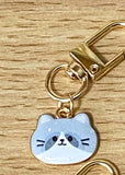 Enamel Gold Tone CAT FACE CLIP KEY CHAIN