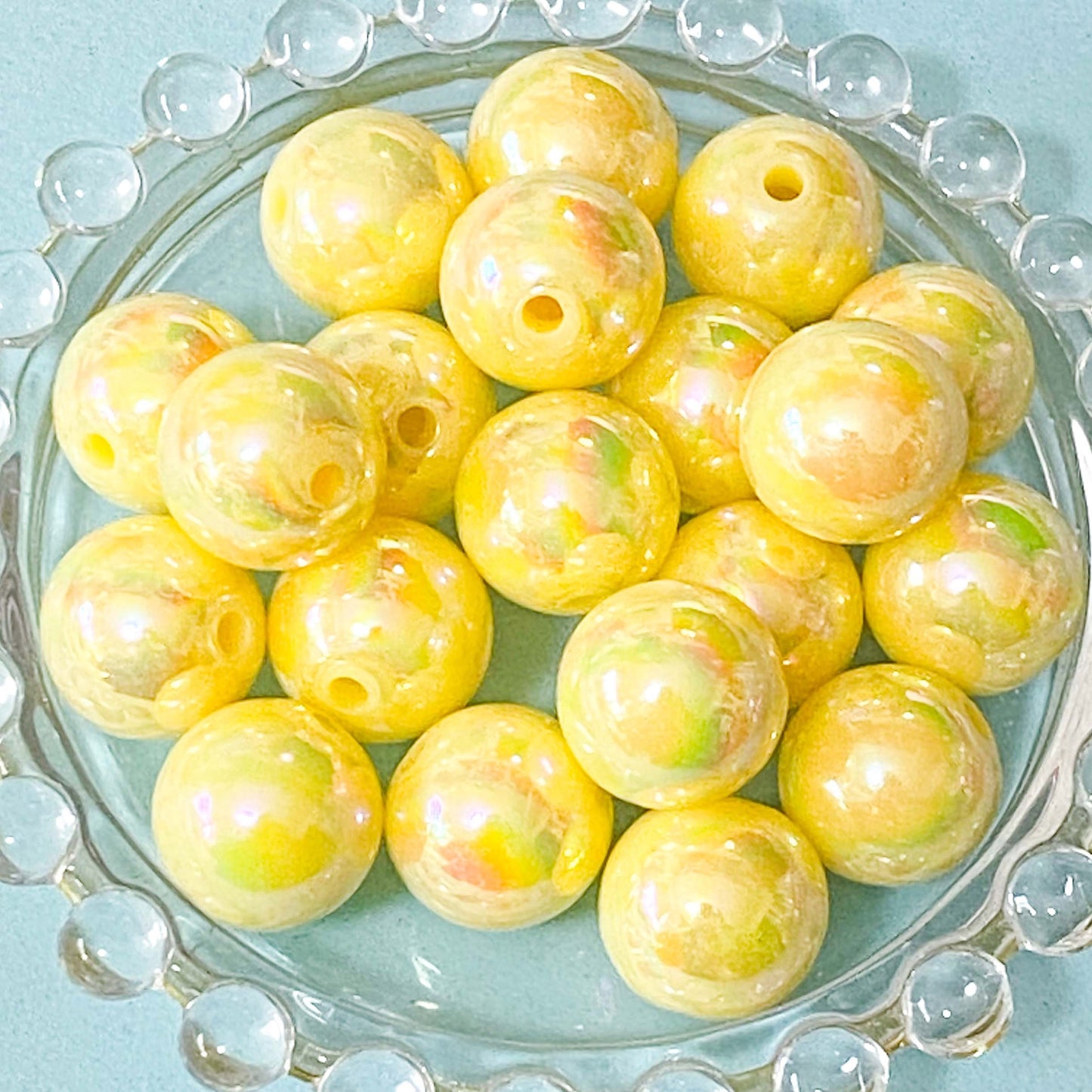 bundle of 4 large yellow 16mm lustre acrylic pearly beads for making your own pens