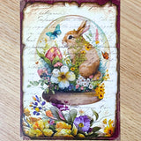 easter bunny bunnies rabbit rabbits card cards greeting greetings happy postcard postcards sticker stickers seal cute kawaii globe dome domes basket baskets spring victorian vintage retro scrapbook old style uk stationery shop store