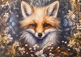 beautiful floral woodland animal animals creature post card postcards cards uk winter christmas greetings stationery supplies shop store fox deer owl badger mouse hare rabbit bear owl ornate foliage dark blue green