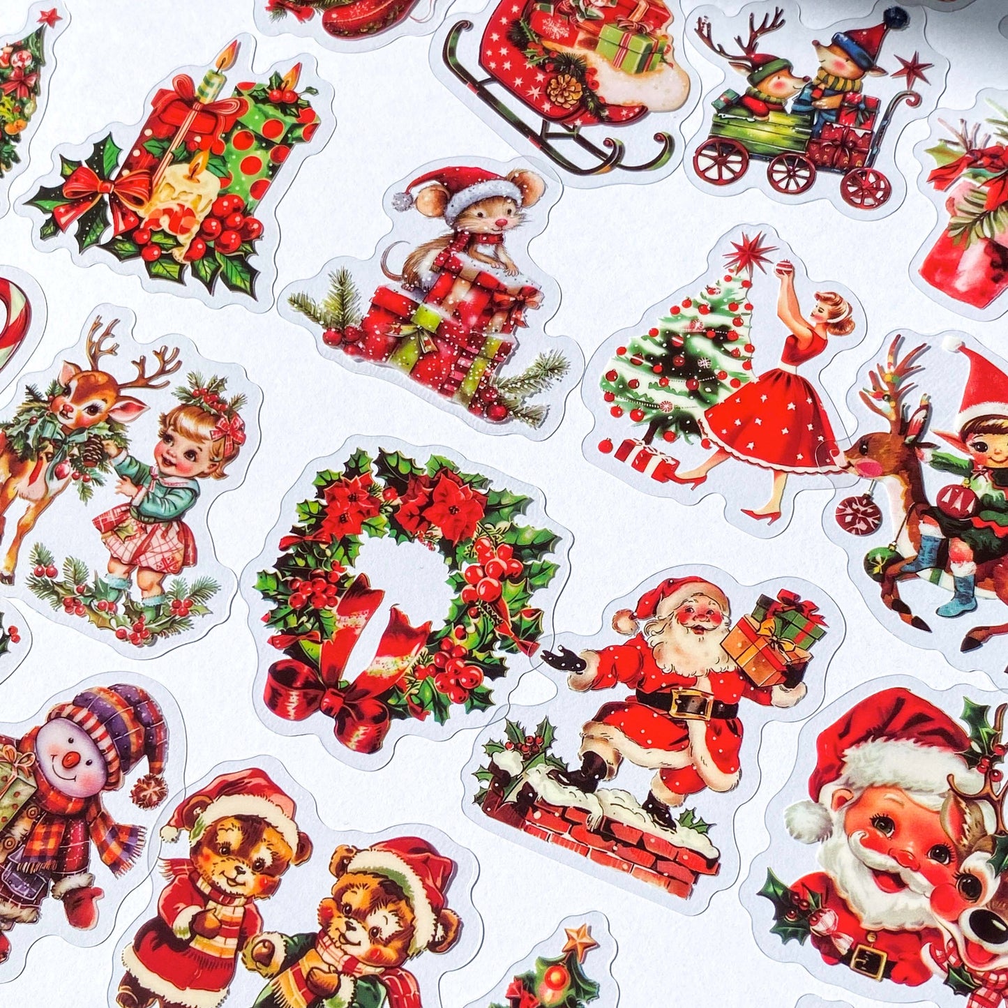 VINTAGE KITSCH CHRISTMAS Clear Plastic Sticker Flakes