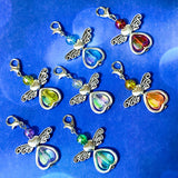 planner clip clips charm charms stitch marker cute kawaii angel angels pretty silver metal uk gift gifts stocking filler iridescent ab heart hearts pink blue green clear red turquoise orange yellow