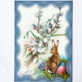 easter spring postcard postcards greetings car cards cute kawaii vintage retro victorian bunny rabbit rabbits bunnies egg eggs blue pastel nostalgia nostalgic sticker stickers seals envelope envelopes kraft brown uk stationery supplies shop store
