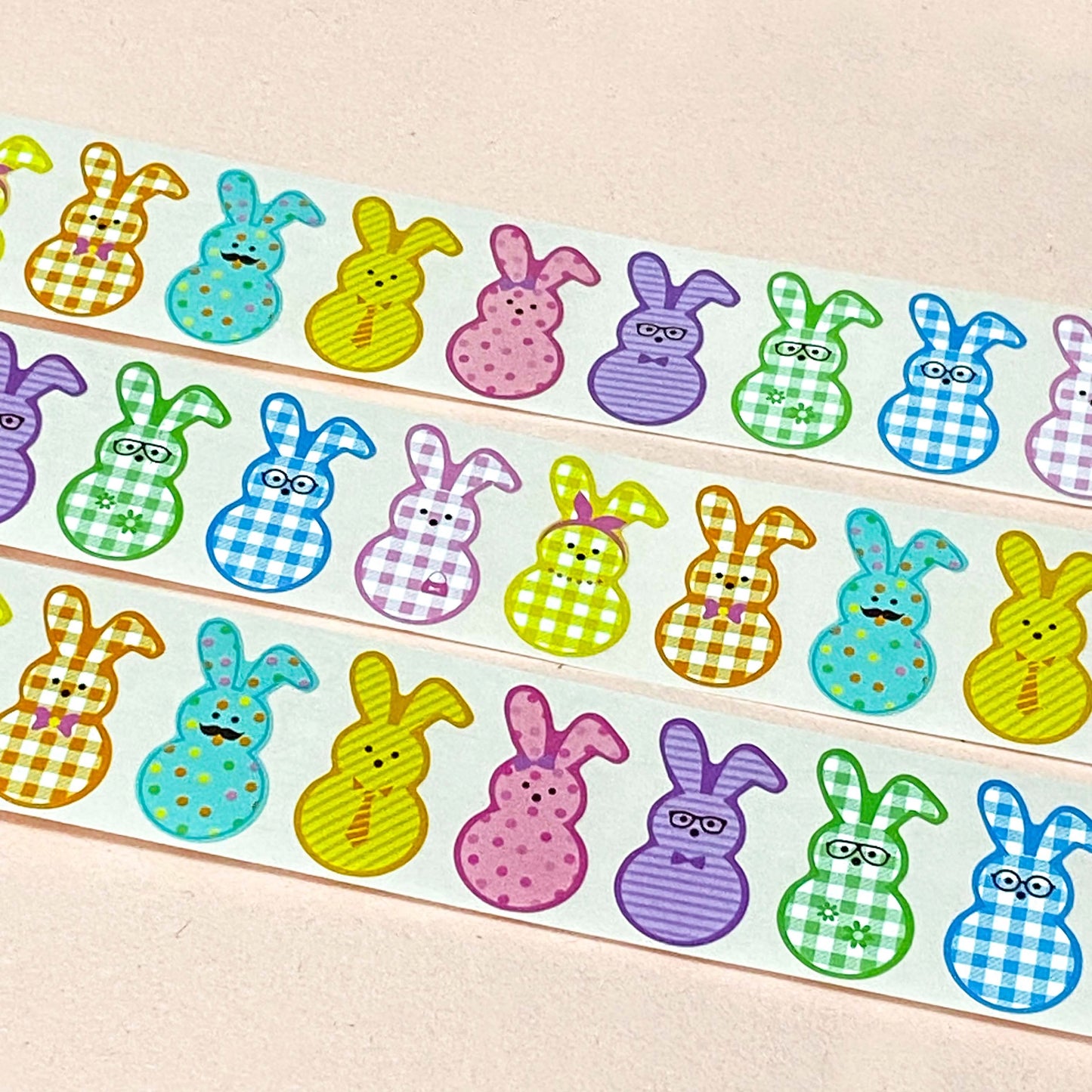 cute kawaii easter spring bunny bunnies rabbit rabbits glossy large big sticker stickers seal seals uk packaging supplies shop store stationery pretty colourful patterned gingham 30mm tall