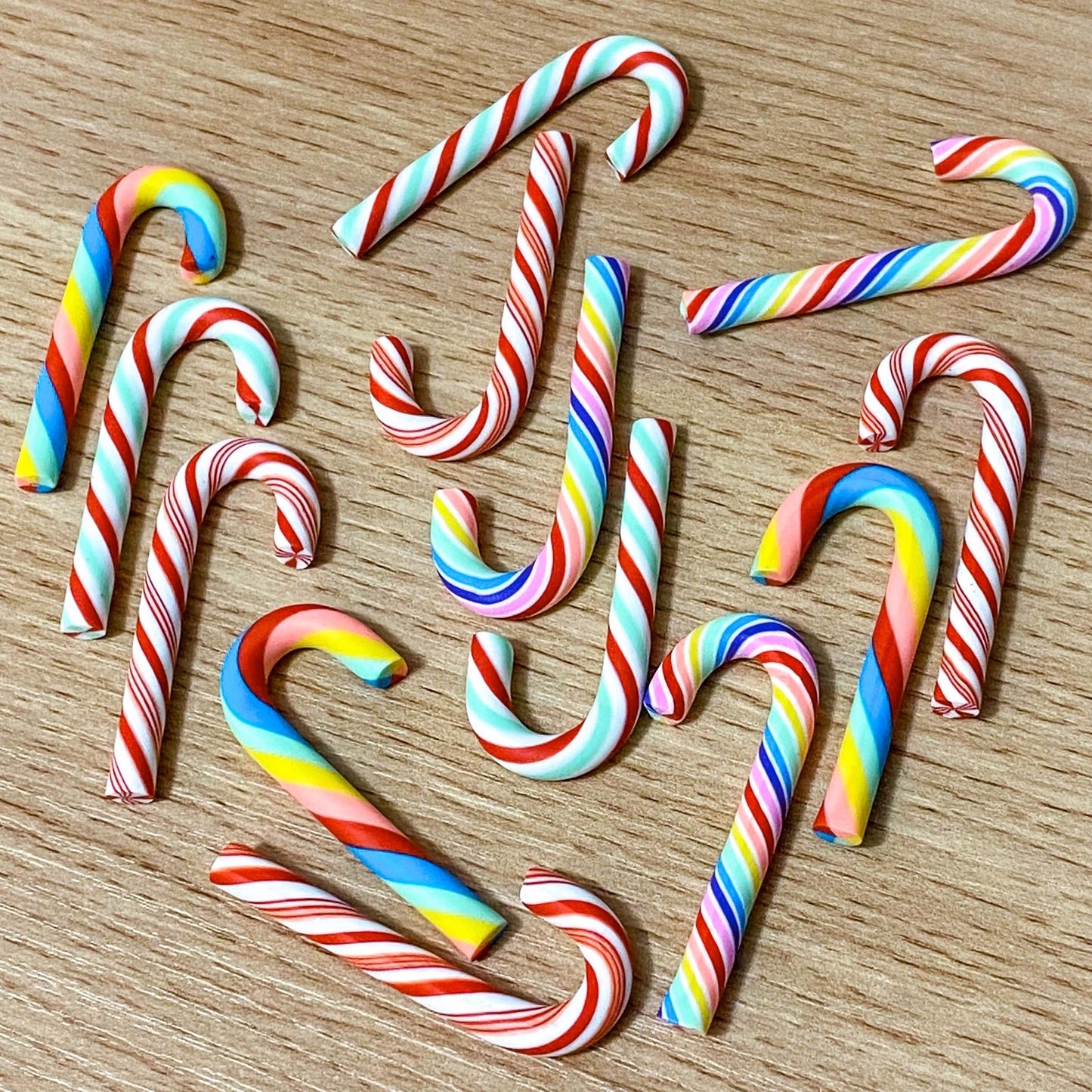 COLOURFUL JUMBO Polymer Clay CANDY CANE 50mm