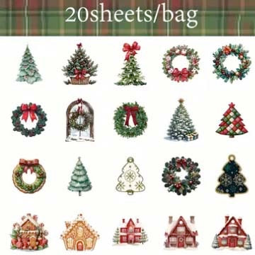 christmas festive die cut cuts card cardboard sticker stickers scrapbook scrapbooking card making supplies pretty red green tag tags pack of 20 motifs stationery shop store planner addict
