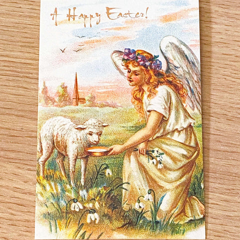 easter card cards post postcard greetings happy spring victorian vintage retro nostalgic uk cute kawaii stationery gift gifts shop store rabbit bunny chick chicks cross religious lamb lambs sheep hen floral flower flowers pretty yellow blue pink angel angels
