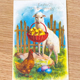 easter card cards post postcard greetings happy spring victorian vintage retro nostalgic uk cute kawaii stationery gift gifts shop store rabbit bunny chick chicks cross religious lamb lambs sheep hen floral flower flowers pretty yellow blue pink angel angels