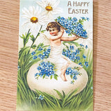 easter card cards post postcard greetings happy spring victorian vintage retro nostalgic uk cute kawaii stationery gift gifts shop store rabbit bunny chick chicks cross religious lamb lambs sheep hen floral flower flowers pretty yellow blue pink angel angels