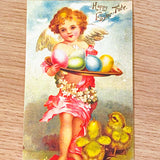 easter card cards post postcard greetings happy spring victorian vintage retro nostalgic uk cute kawaii stationery gift gifts shop store rabbit bunny chick chicks cross religious lamb lambs sheep hen floral flower flowers pretty yellow blue pink angel angels