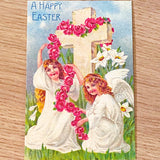 easter card cards post postcard greetings happy spring victorian vintage retro nostalgic uk cute kawaii stationery gift gifts shop store rabbit bunny chick chicks cross religious lamb lambs sheep hen floral flower flowers pretty yellow blue pink angel angels