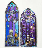 purple and blue and black halloween spooky card plastic bookmark bookmarks book marks uk cute kawaii stationery gift gifts shop store stained glass window windows vibrant colourful holo holographic foil