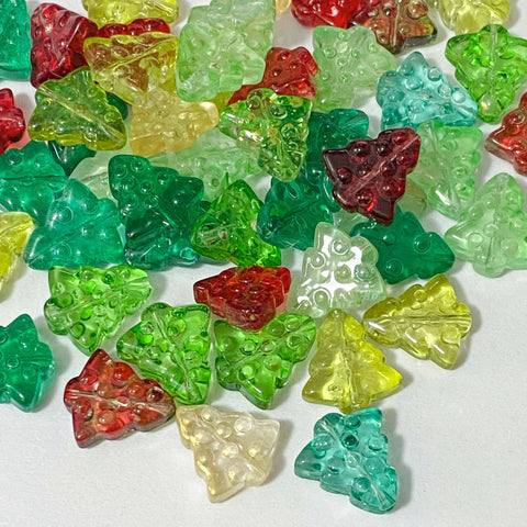 christmas tree bead beads large 16mm glass extra special craft supplies shop store uk cute kawaii green red gold ombre moss dark mid jewellery making crafts