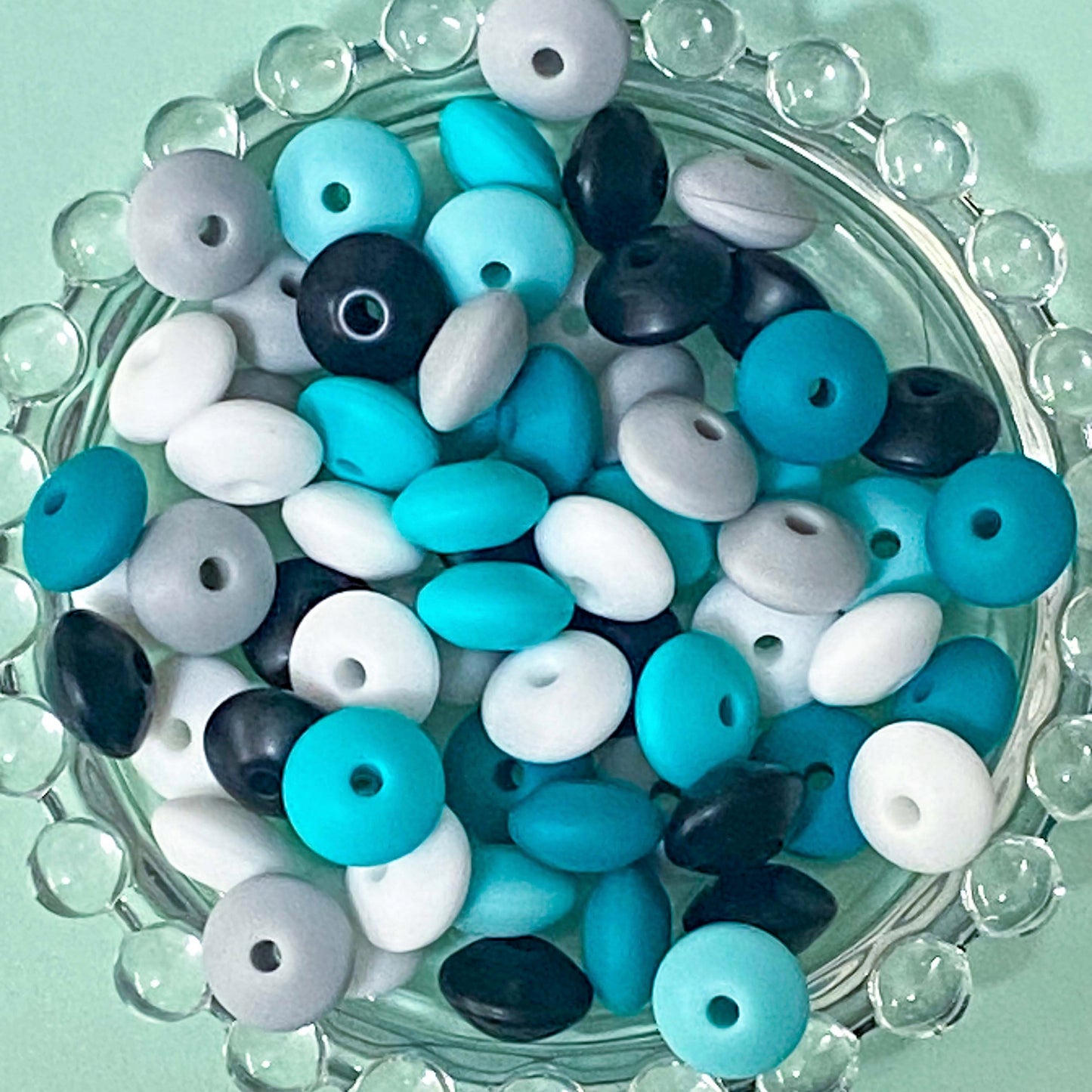 dragon dragons chunky jumbo silicone bead beads 31mm uk cute kawaii craft supplies shop store gift gifts spooky creature topper build a pen beaded pens blue turquoise grey black base blank spacer spacers white 12mm