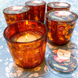 led light up candle autumn winter christmas candlelight pomegranate and forest pine fir scent scented large glass jar pretty gold foil foiled container uk cute kawaii gift gifts shop store her women lady mum sister present