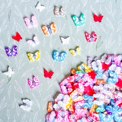 butterfly polymer clay sprinkle sprinkles slice slices mini small nail art butterflies colourful uk craft supplies tiny