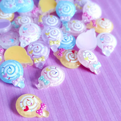13mm resin acrylic lolly lollipop lollipops fb flat back flatback fbs embellishment sweets candy cute kawaii uk craft supplies
