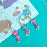 HALF PRICE Enamel Silver Tone Planner Charm- Cute Cat #P24