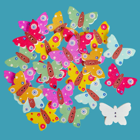 bright butterfly white wood wooden butterflies buttons uk cute kawaii craft supplies