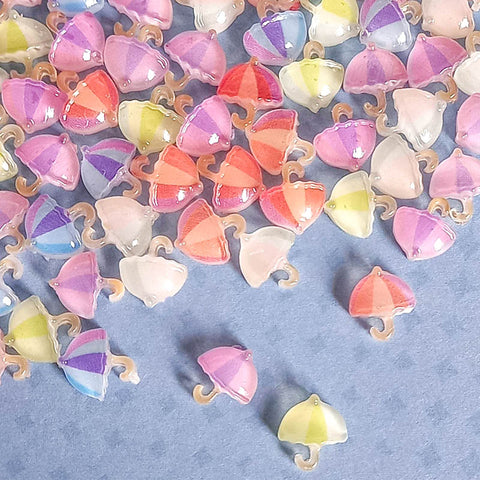 mini little tiny umbrella umbrellas umberella flatback fb fbs flat back backs embellishment decoden striped pastel uk cute kawaii craft supplies set small