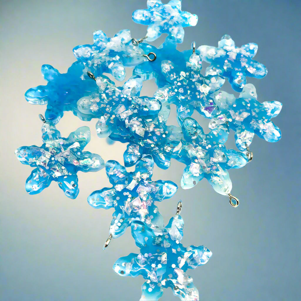 HALF PRICE Snowflake Large Resin Glitter Charm 35mm