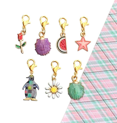 cute enamel planner charm clip gold tone metal penguin daisy flower rose shell watermelon uk cute kawaii planning accessories stitch marker