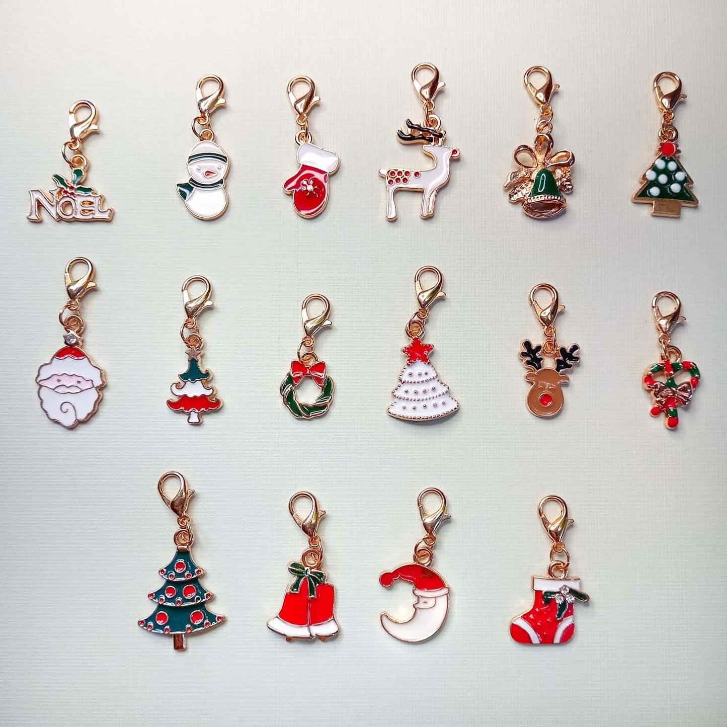 christmas gold tone metal planner clip charm charms clips stitch marker markers uk cute gift gifts handmade tree festive santa bell snowman deer rudolph