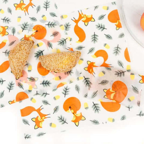 greaseproof paper cute fox foxes wax waxed papers sheet sheets uk packaging supplies wrapping wrap gift gifts orange grey woodland kawaii