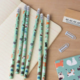 nine lives cat cats kitten kitty kittens lovers pencil HB single one eraser rubber uk cute kawaii stationery kids turquoise green mint