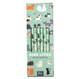 nine lives cat cats kitten kitty kittens lovers pencil HB single one eraser rubber uk cute kawaii stationery kids turquoise green mint