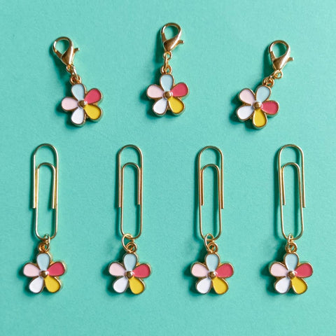 rainbow flower flowers floral colourful planner clip clips charm charms paper gold tone metal uk gift gifts planning accesssory