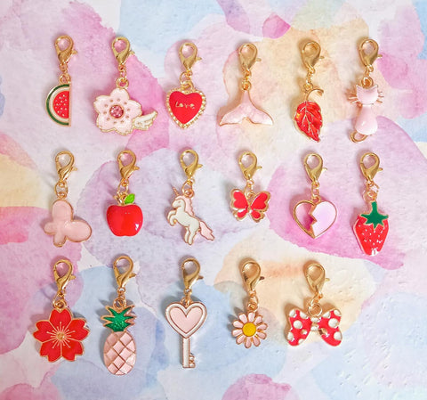 planner charm clip charms gold tone enamel metal clips accessory uk cute kawaii pretty gifts gift planning accessories flower bow heart cat unicorn key fruit