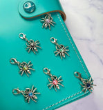 spider spiders halloween planner clip clips charm charms planning accessory uk silver metal gemstone stones pink blue grey lilac spooky gift gifts