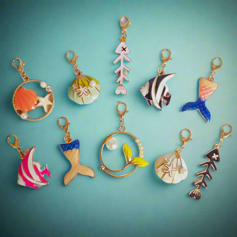 nautical planner charm clip charms clips gold tone metal ocean sea shell mermaid fish pearl uk cute kawaii gift gifts