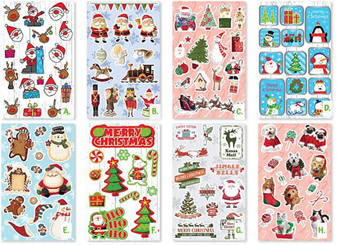 christmas festive kids child childrens sticker stickers sheet cute kawaii fun uk gift gifts stocking fillers cheap bargain colourful glossy flat sheets pack present
