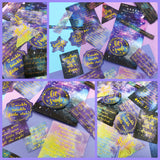 galaxy 60 large sticker flakes gold foiled cosmos constellations quotes blue purple stars outer space pack sticker uk cute kawaii stationery